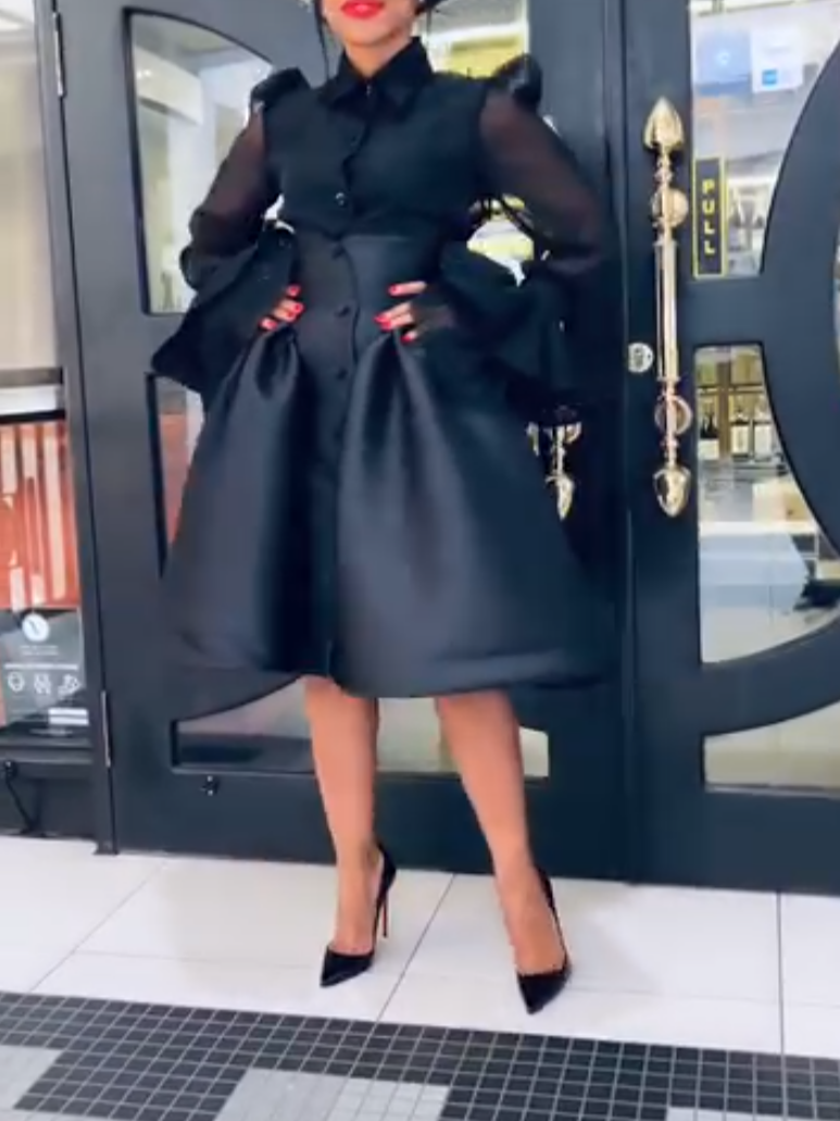 Stunning Black Pleated Dress