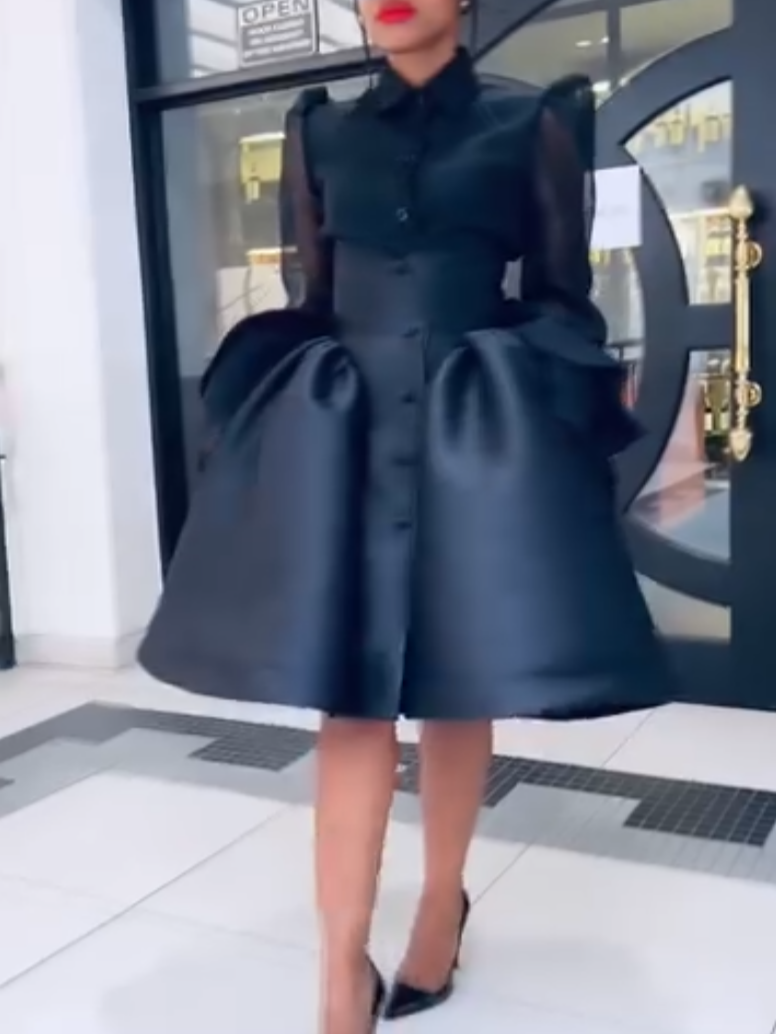 Stunning Black Pleated Dress