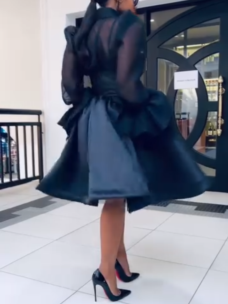 Stunning Black Pleated Dress