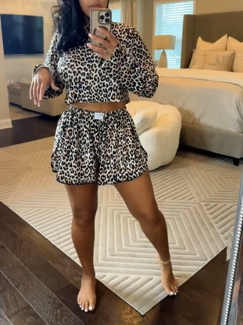 Sexy Leopard Print Two-Piece Set