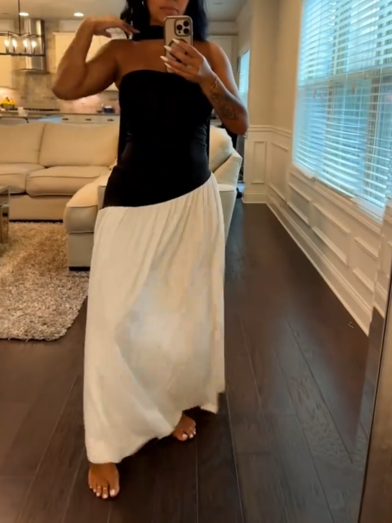 Women's Elegant Strapless Midi Dress