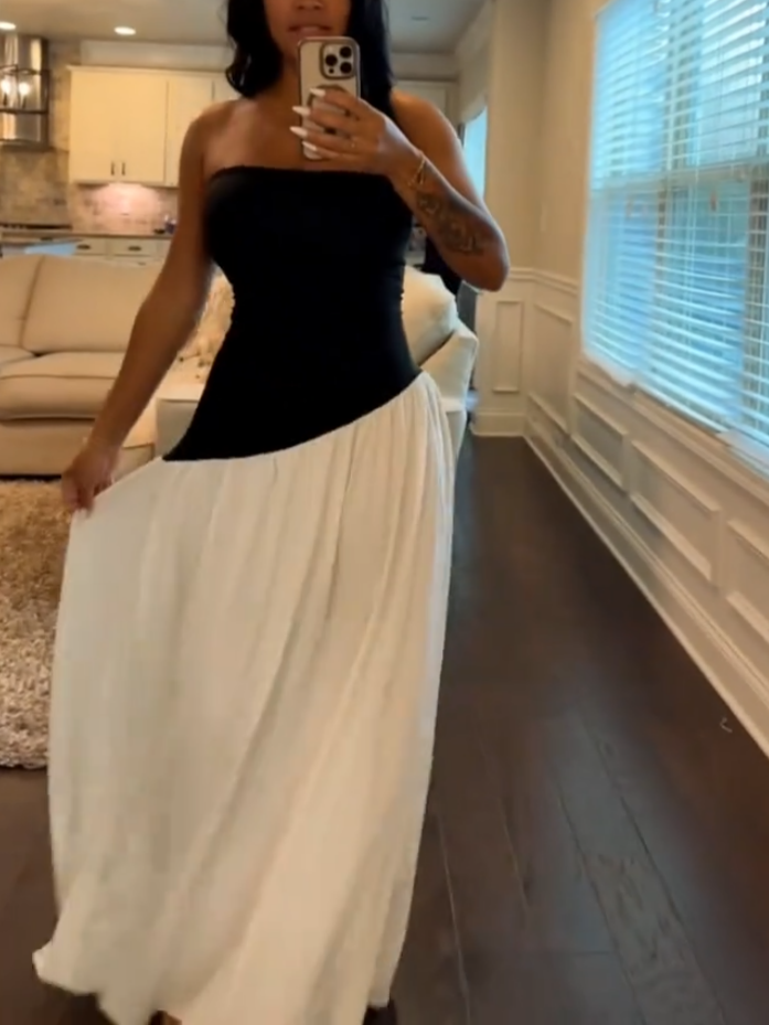 Women's Elegant Strapless Midi Dress