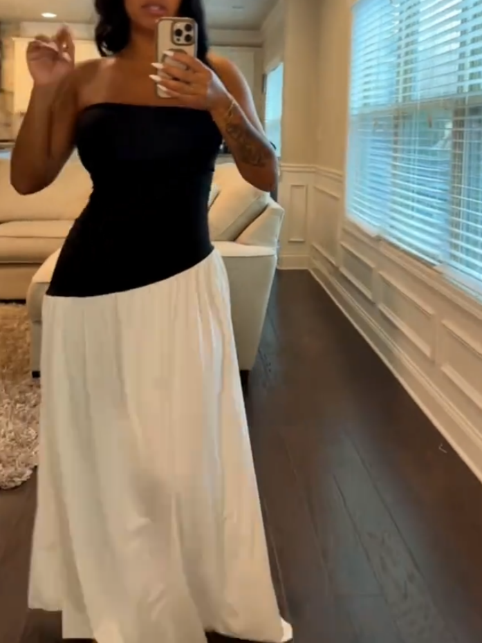 Women's Elegant Strapless Midi Dress