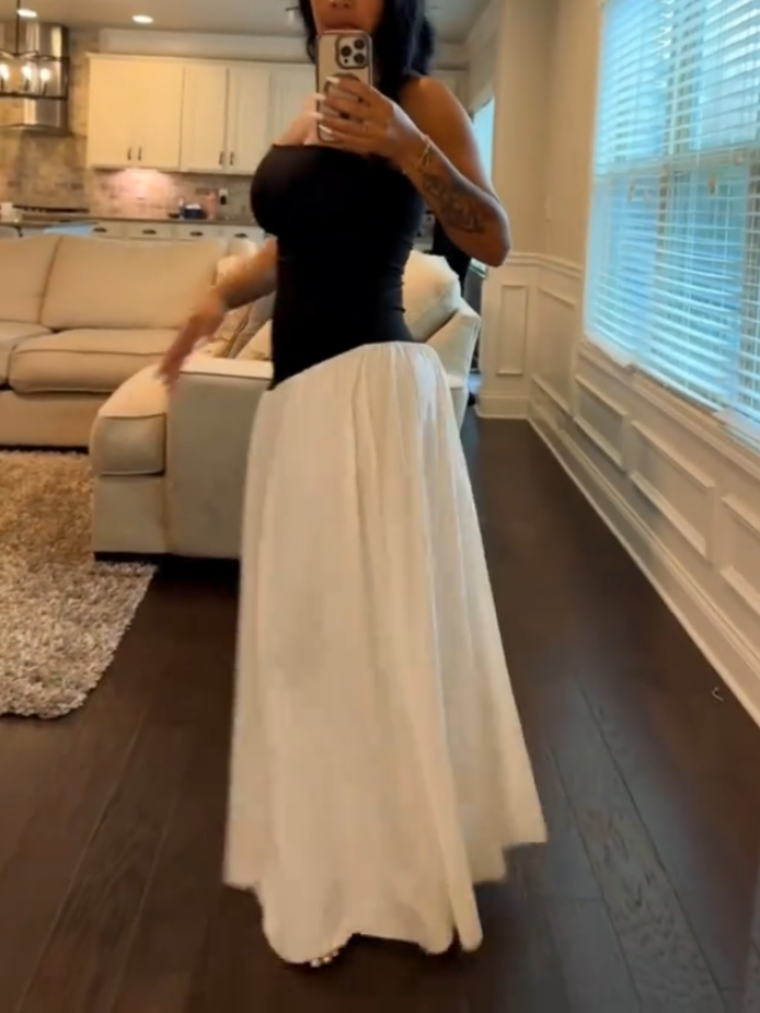 Women's Elegant Strapless Midi Dress