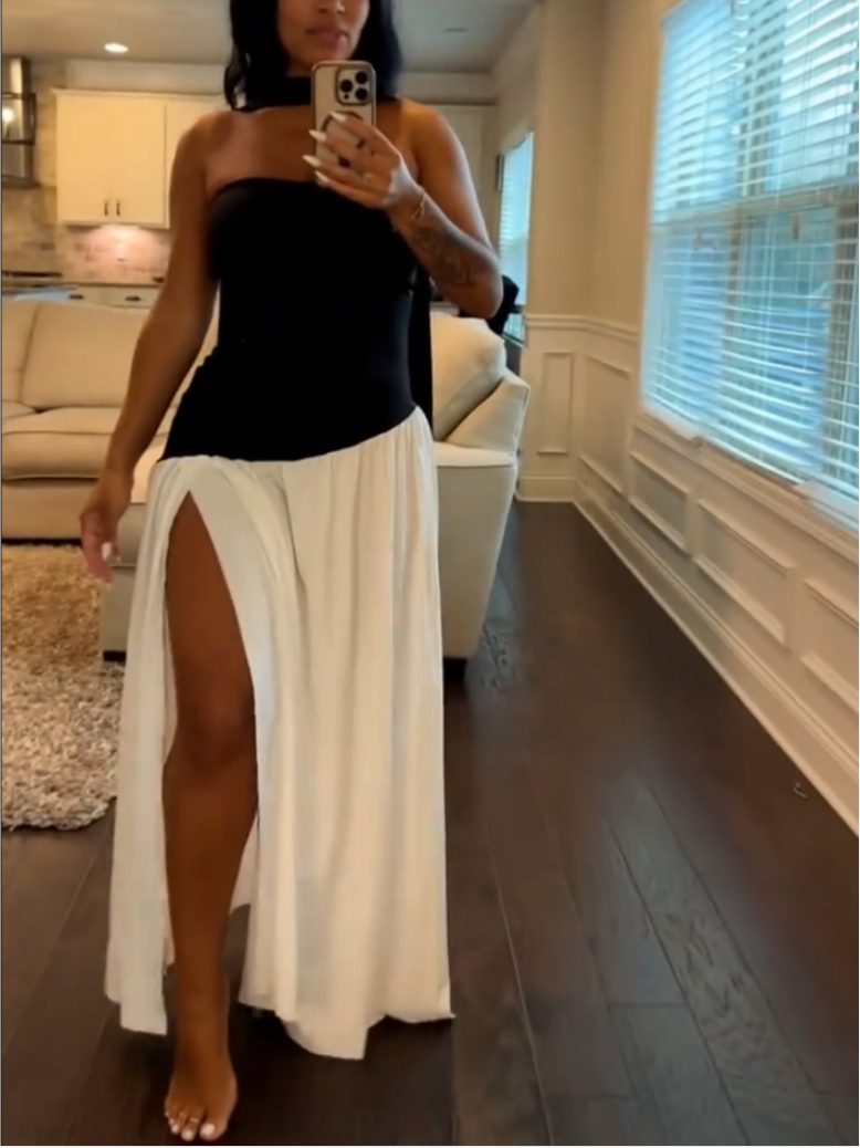 Women's Elegant Strapless Midi Dress