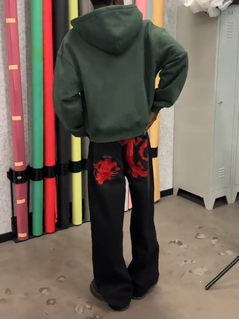 Men's Embroidered Tiger Print Hoodie