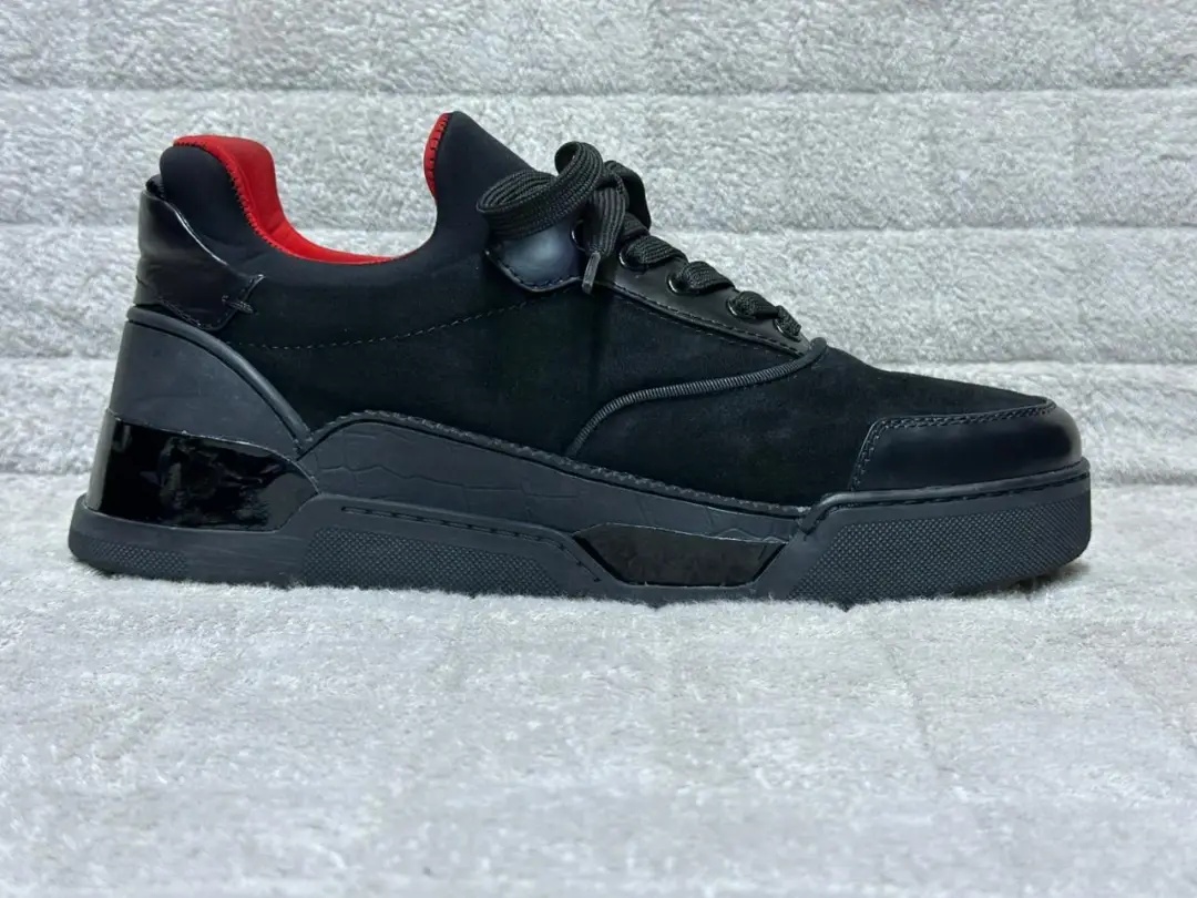 Men's Classic Black Leather Sneakers