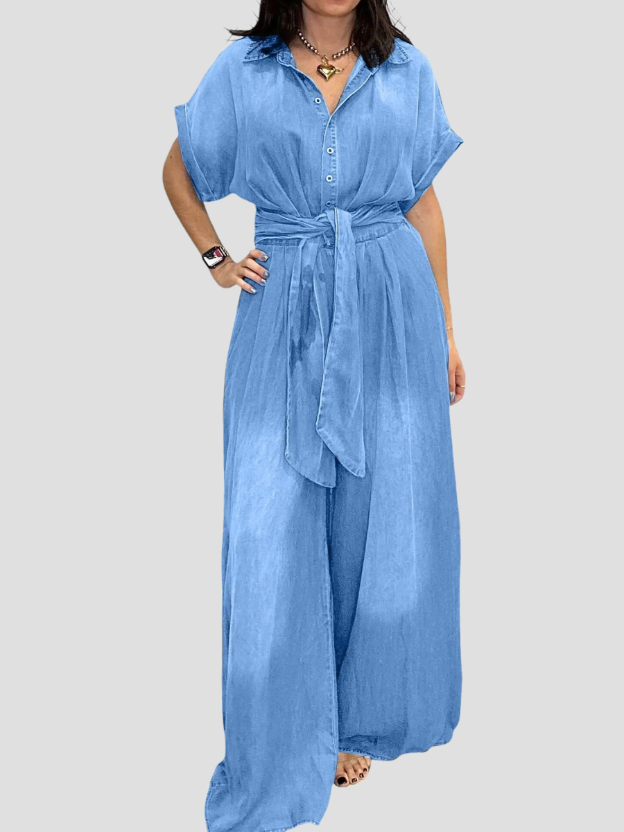 Lappel-breasted Lace-up Jumpsuit