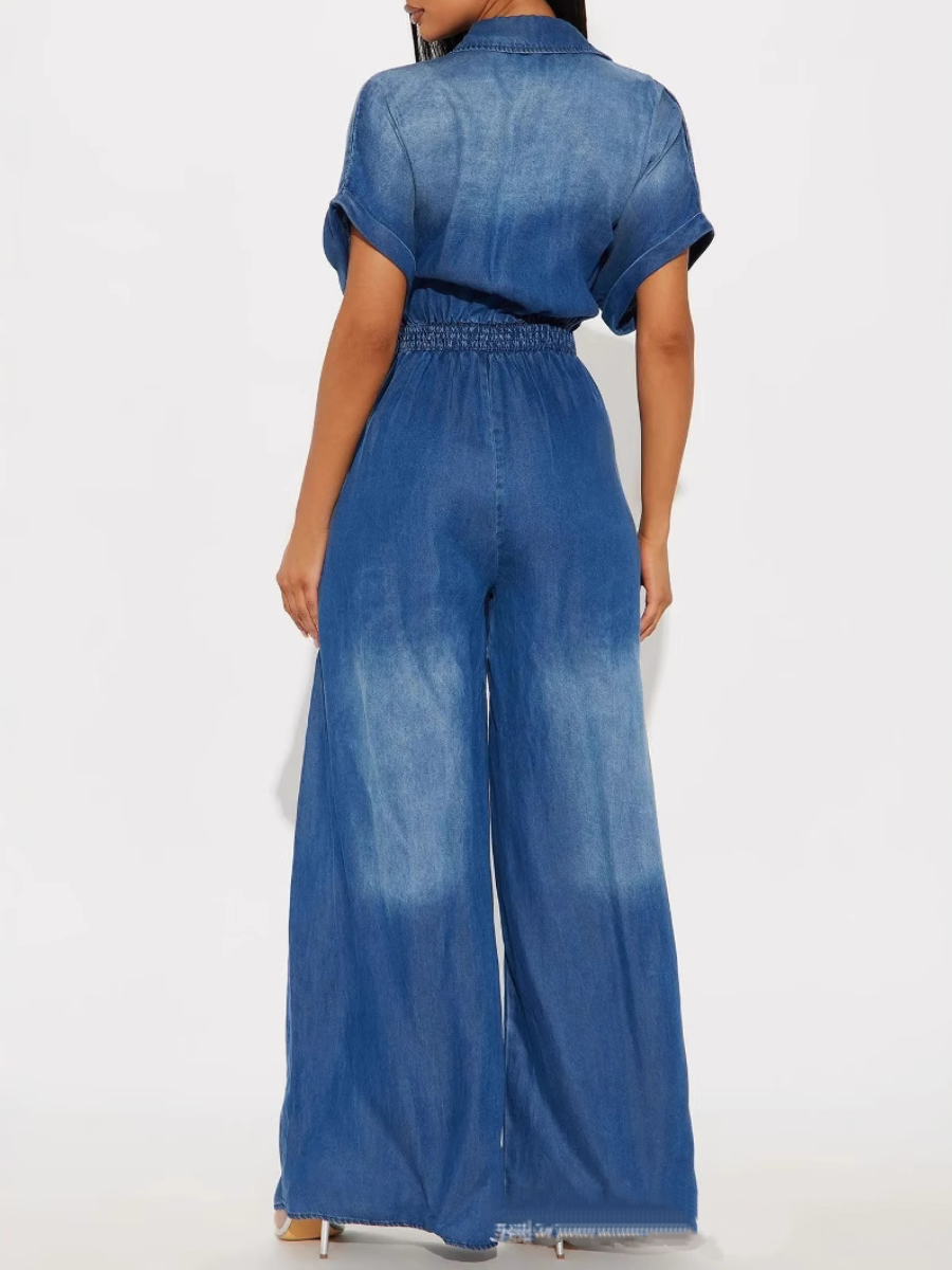 Lappel-breasted Lace-up Jumpsuit