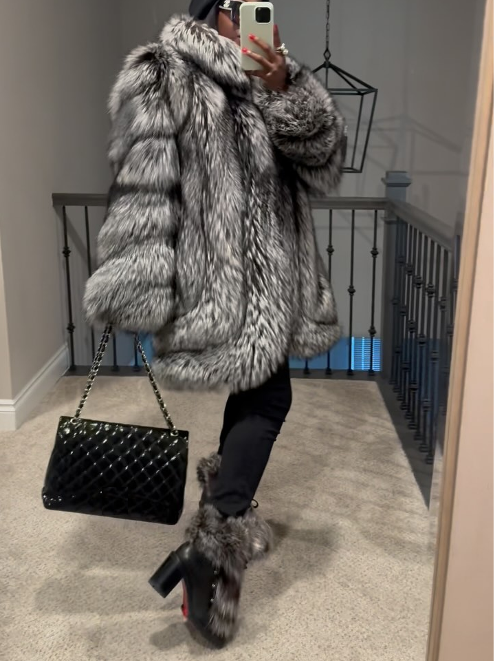 Silver Fox Fashion Warm Fox Fur Jacket