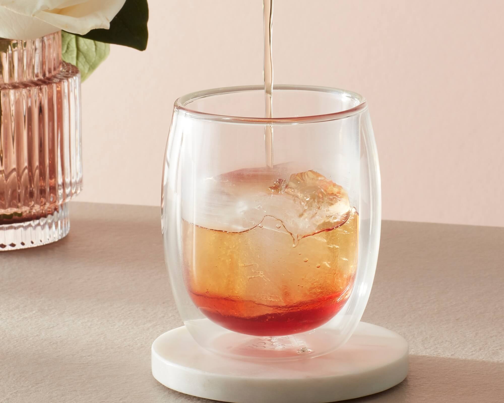 iced lychee black tea with rose syrup 