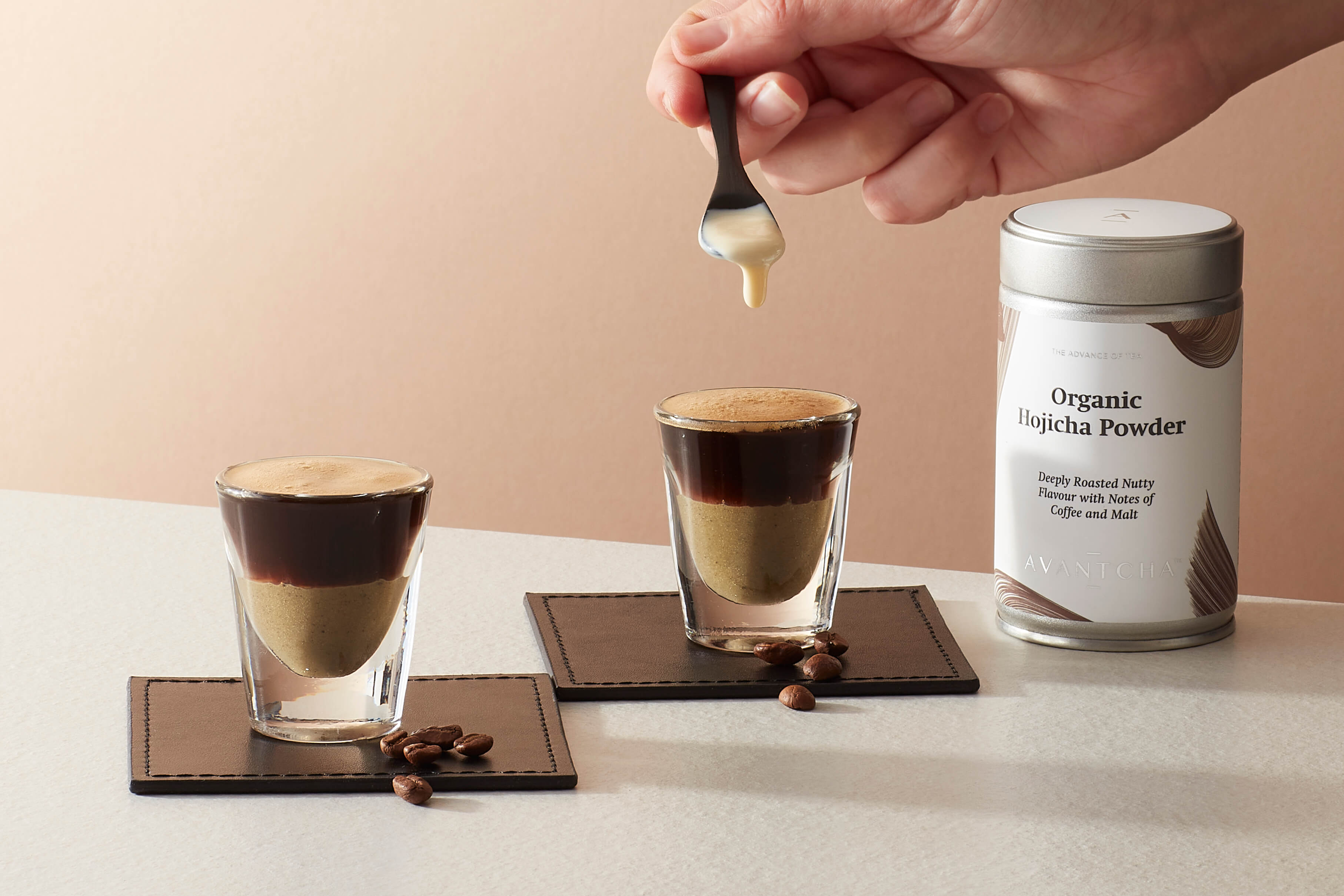 Innovative ideas - hojicha powder recipes - spanish latte