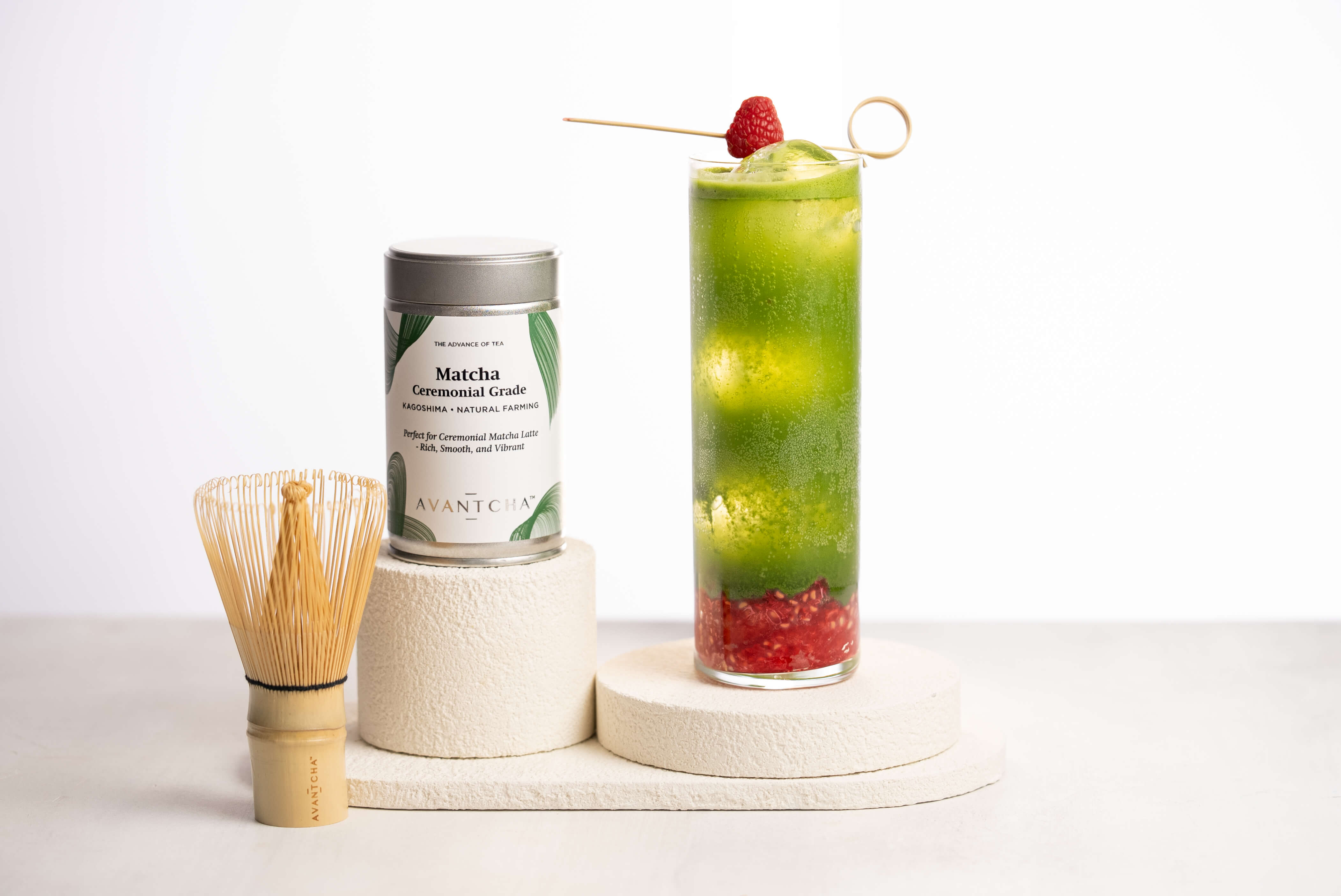 Matcha Sparkling Raspberry Drink