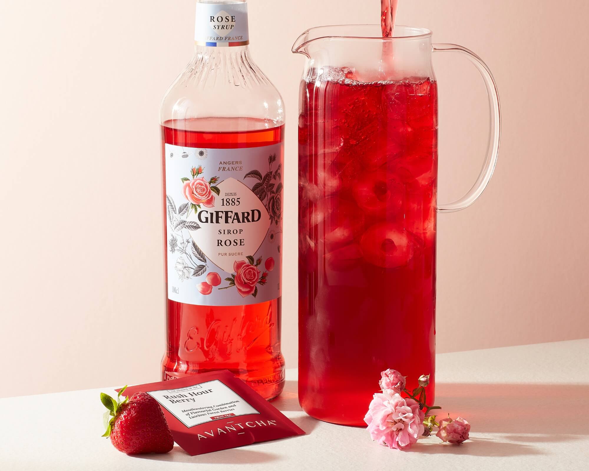 iced tea made with rose syrup 