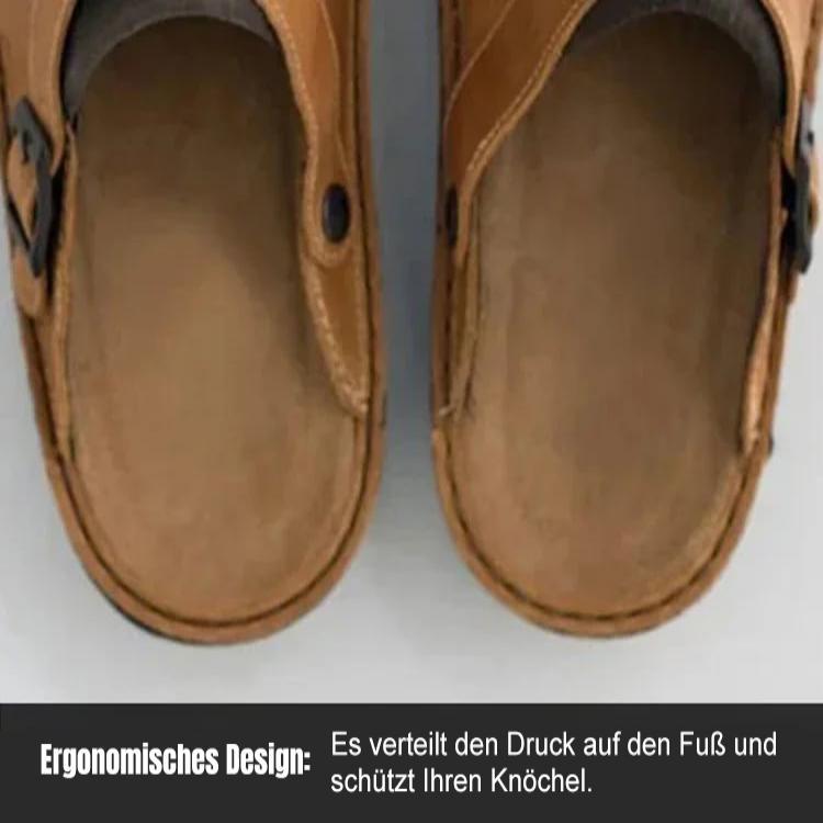 Glückbox™️ Große, lässige, große Herren-Slipper aus echtem Leder mit quadratischer Zehenpartie