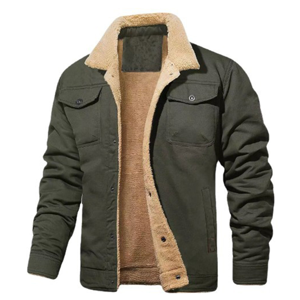 Saphirvogel™ Herren Casual Farbe Revers Fleece Baumwolle Jacke