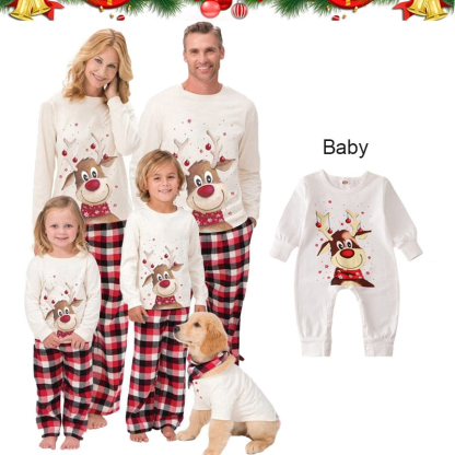 Jagute Eltern-Kind-Pyjama mit Elchmuster