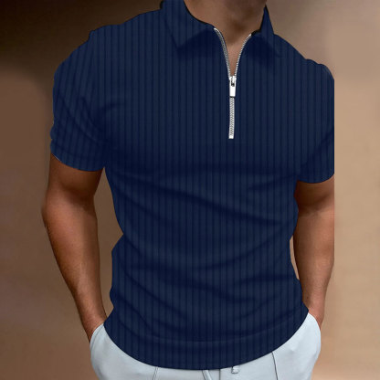 Jagute™Herren POLO T-Shirt Golfshirt Streifen Einfarbig Viertelreißverschluss Freizeit Outdoor Kurzarm Reißverschluss Bekleidung 