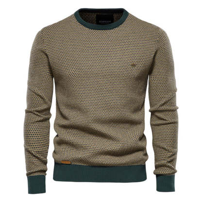 Jagute™ Herren Langarm Pullover mit Rundhalsausschnitt und Farbblock