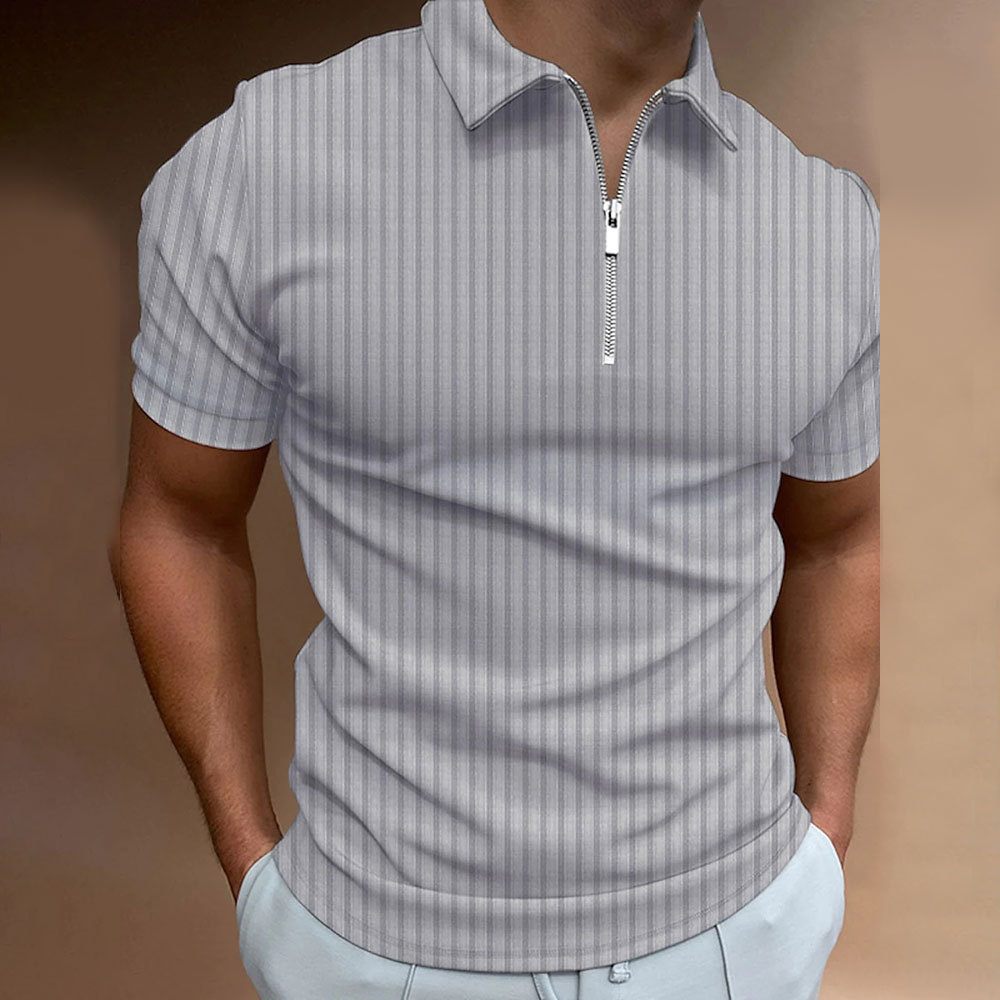 Jagute™Herren POLO T-Shirt Golfshirt Streifen Einfarbig Viertelreißverschluss Freizeit Outdoor Kurzarm Reißverschluss Bekleidung 