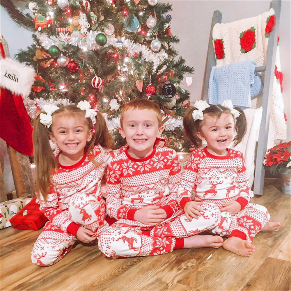 jagute Snowflake and Elk Print Pajamas Family Pack