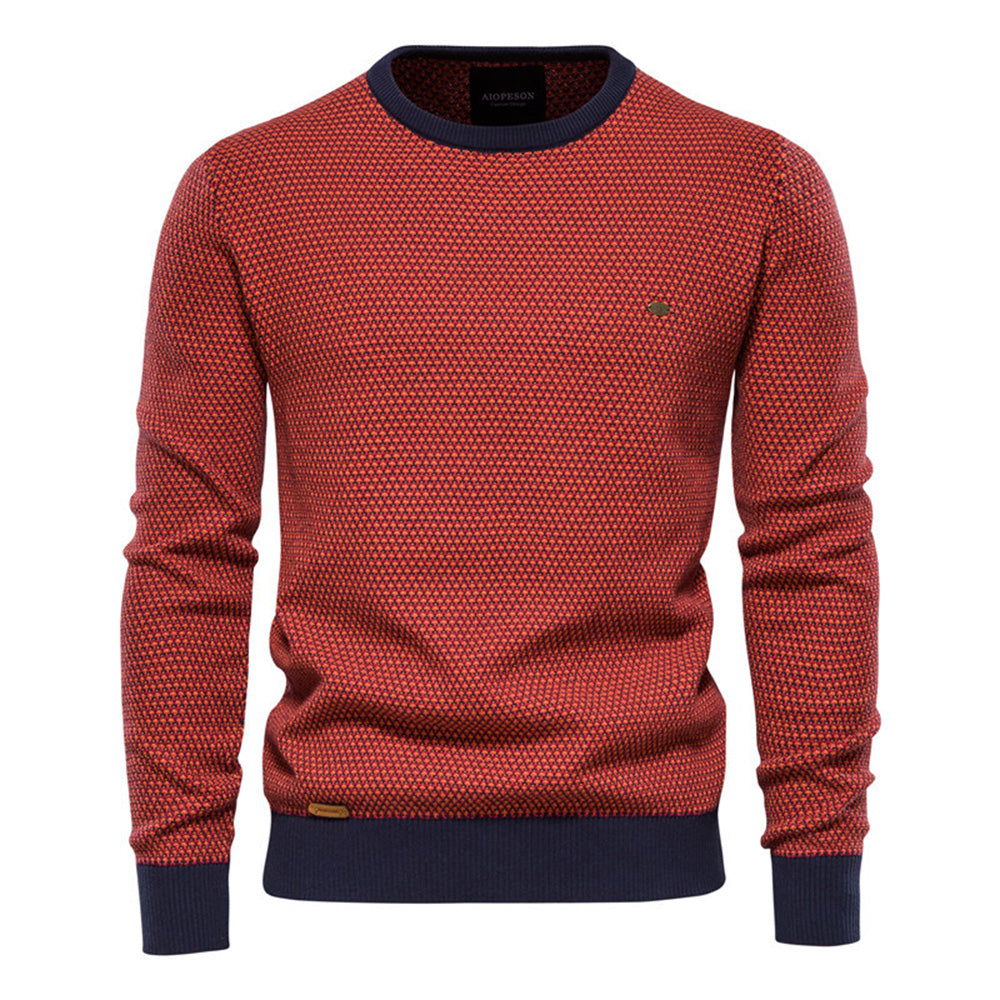 Jagute™ Herren Langarm Pullover mit Rundhalsausschnitt und Farbblock