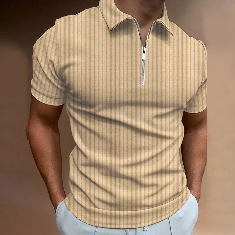 Jagute™Herren POLO T-Shirt Golfshirt Streifen Einfarbig Viertelreißver