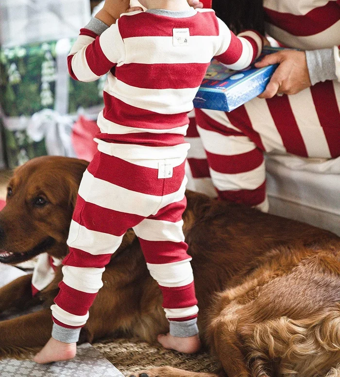 Jagute Rot-weiß gestreifter Eltern-Kind-Pyjama