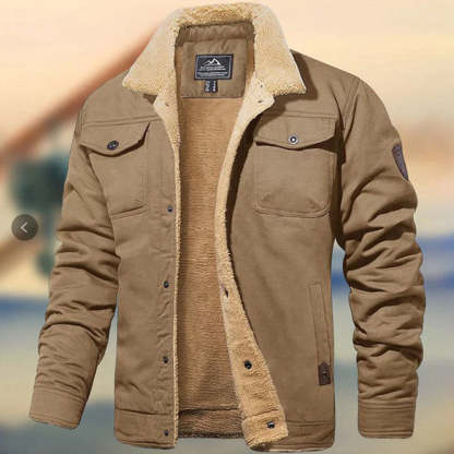 Saphirvogel™ Herren Casual Farbe Revers Fleece Baumwolle Jacke