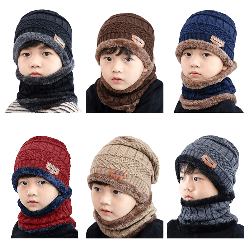 Jagute™️ Warme Strickmütze mit Schal ( Erwachsene und Kinder )