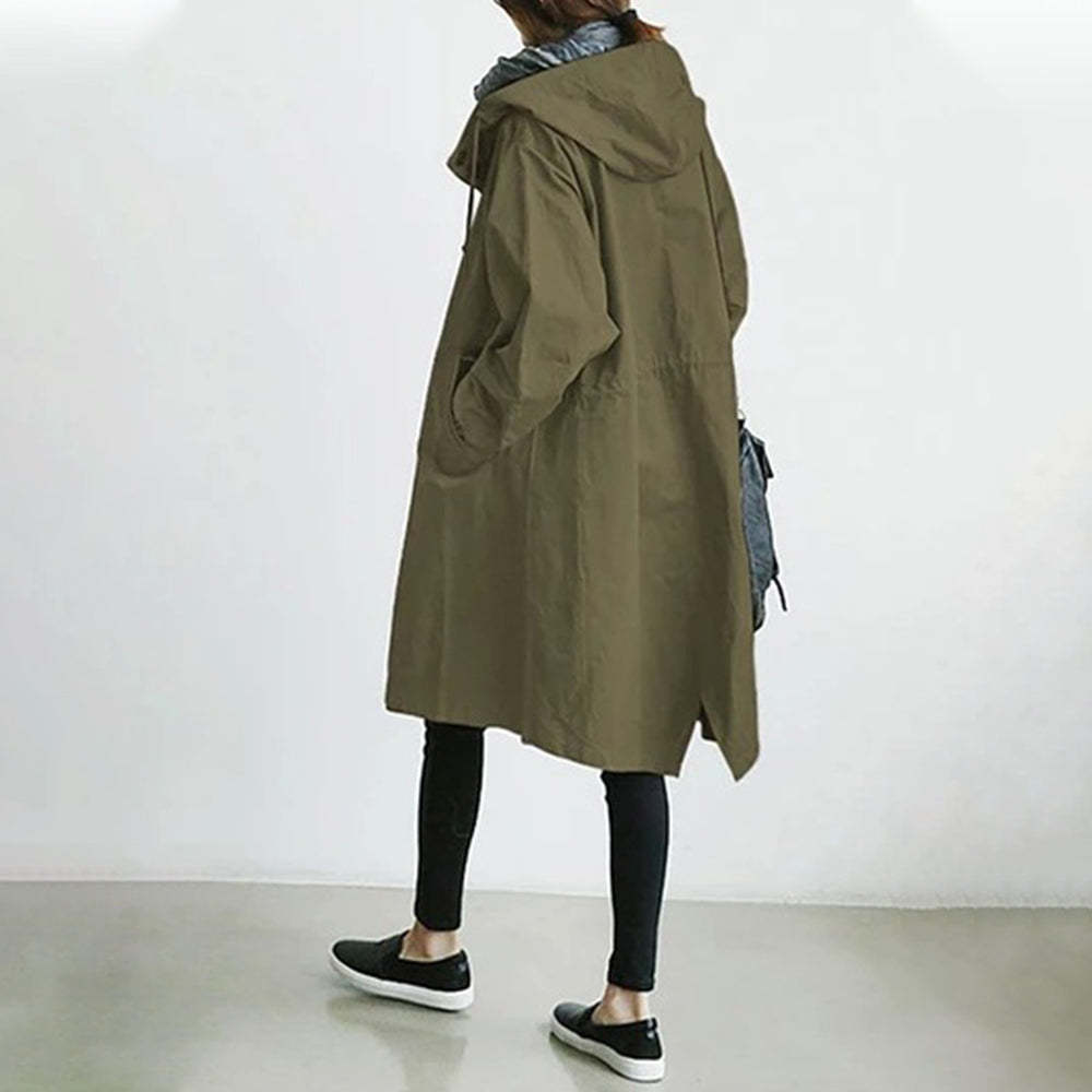 Jagute™ Wasserdichte übergroße Trench-Jacke mit Kapuze