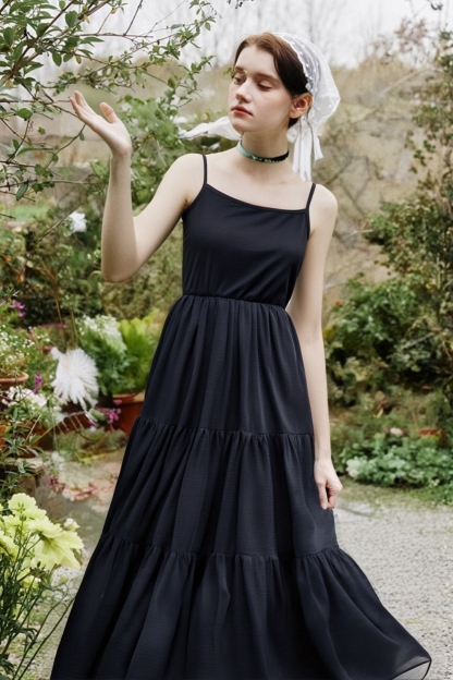 Cotton Suspender Three-Section Dress