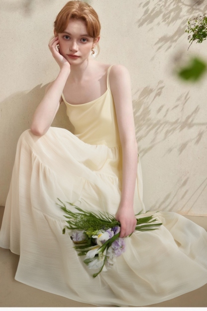 Cotton Suspender Three-Section Dress