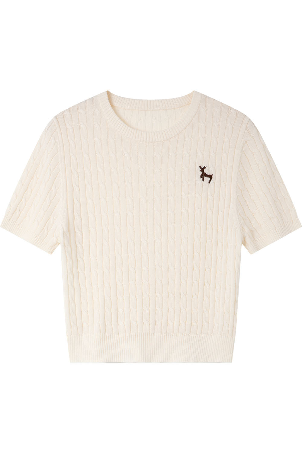 Straight Shoulders Round Neck Embroidered Sweater