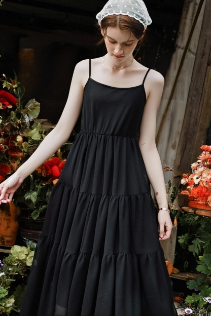 Cotton Suspender Three-Section Dress