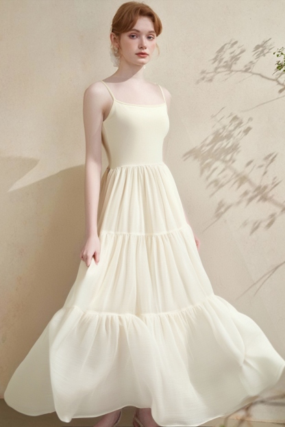 Cotton Suspender Three-Section Dress