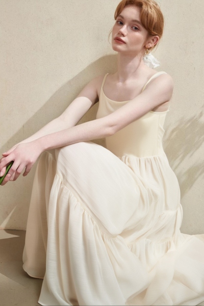 Cotton Suspender Three-Section Dress