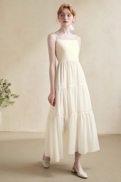 Cotton Suspender Three-Section Dress