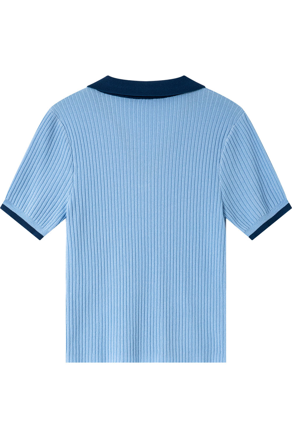 Contrast Color Polo Collar Pullover Sweater