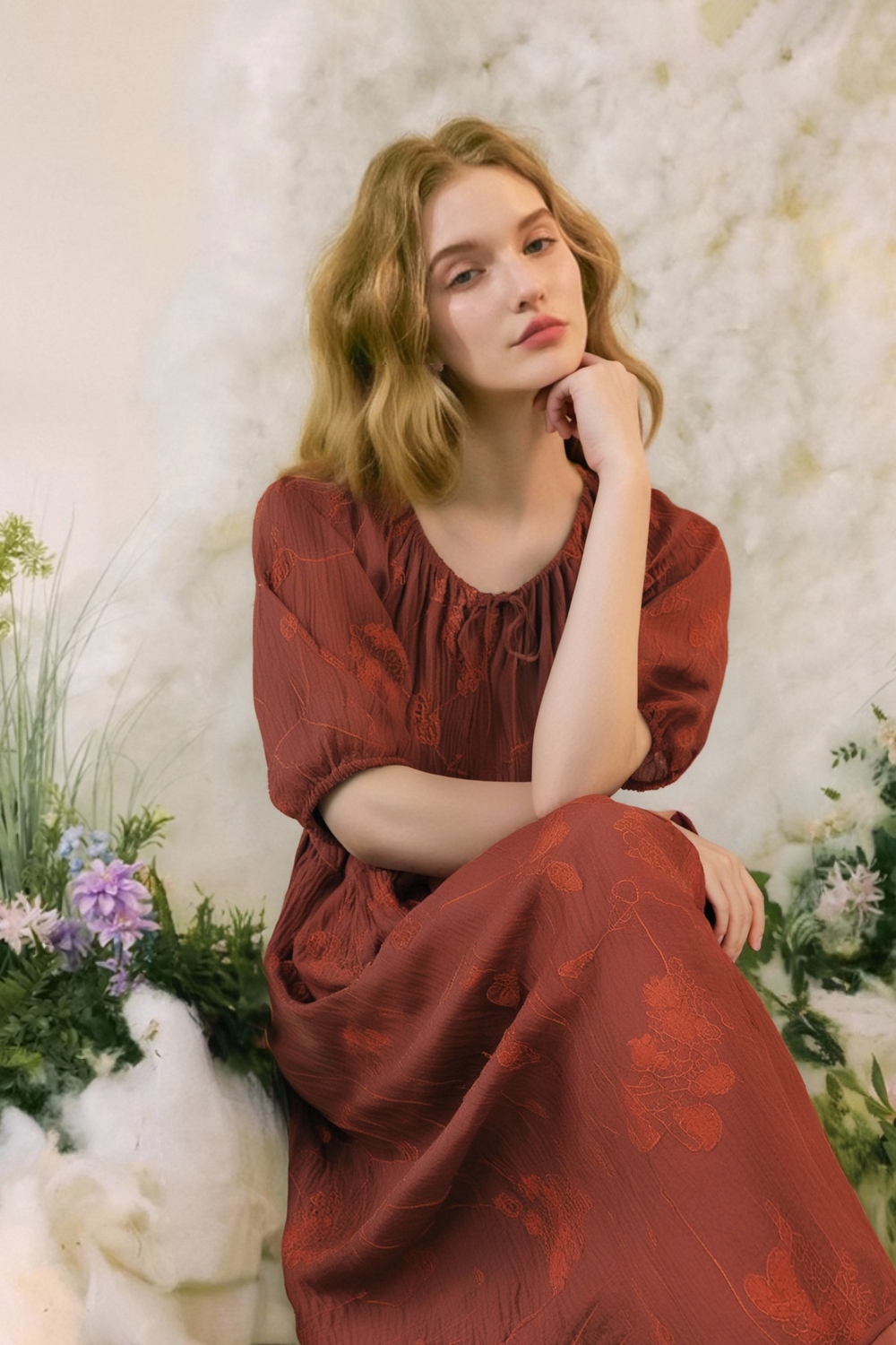 Embroidered Texture Dress