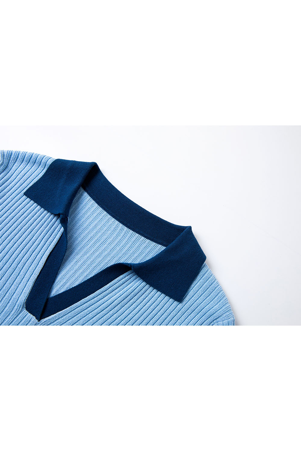 Contrast Color Polo Collar Pullover Sweater