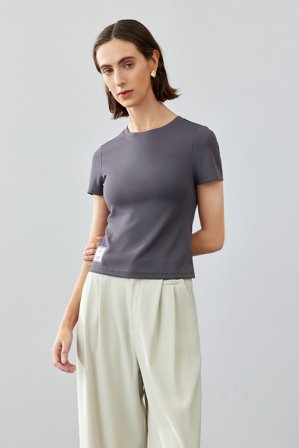 Solid Color Micro-Elastic Casual T-Shirt