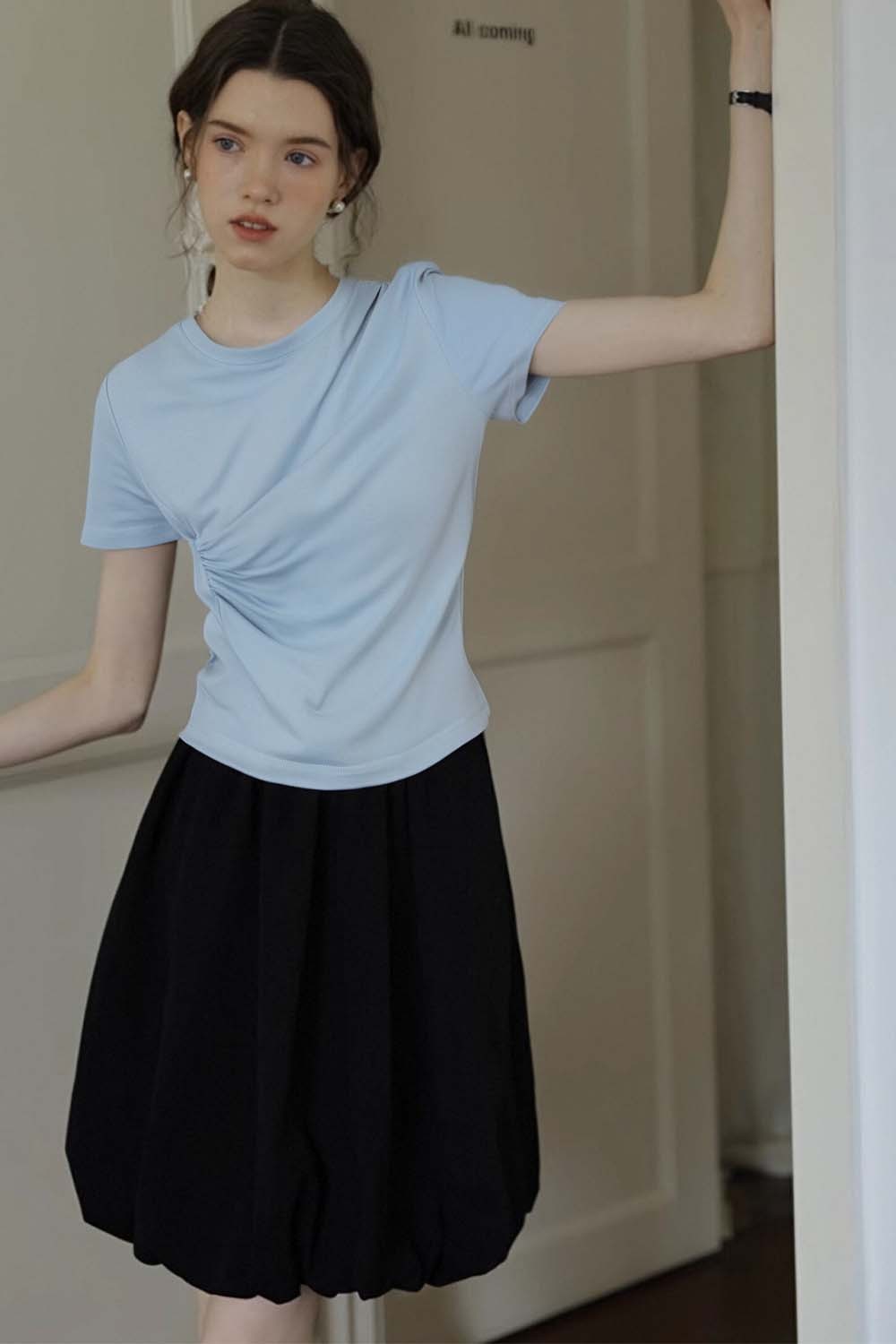 Pleated Long - sleeved T-shirt