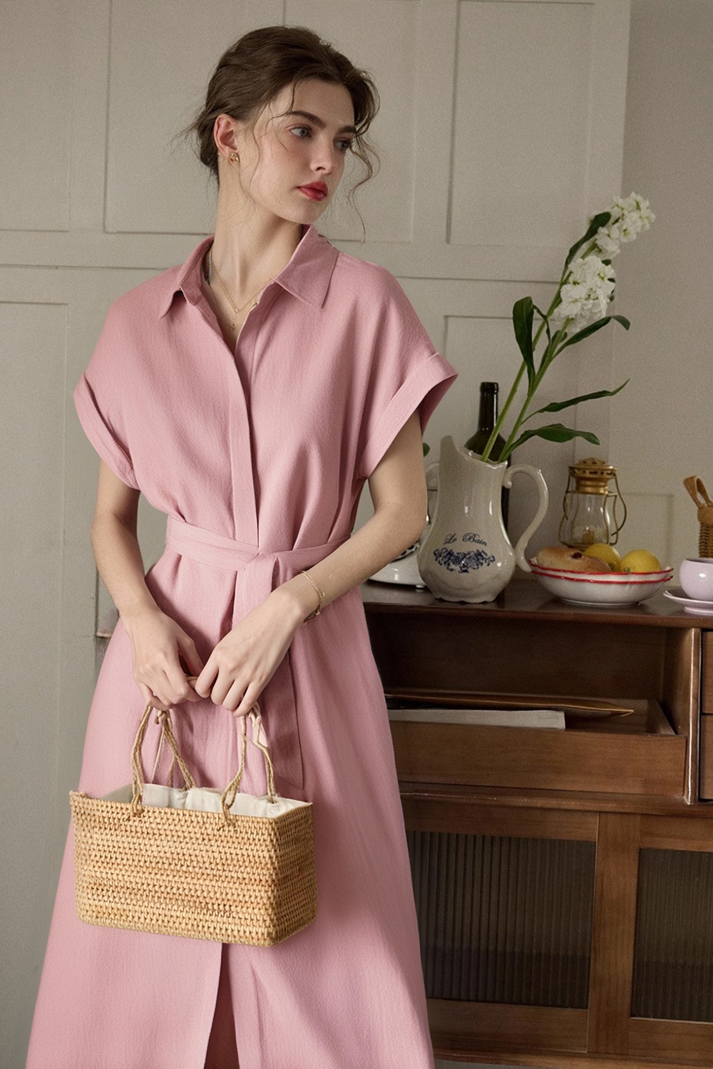 Lapel Shirt Dress