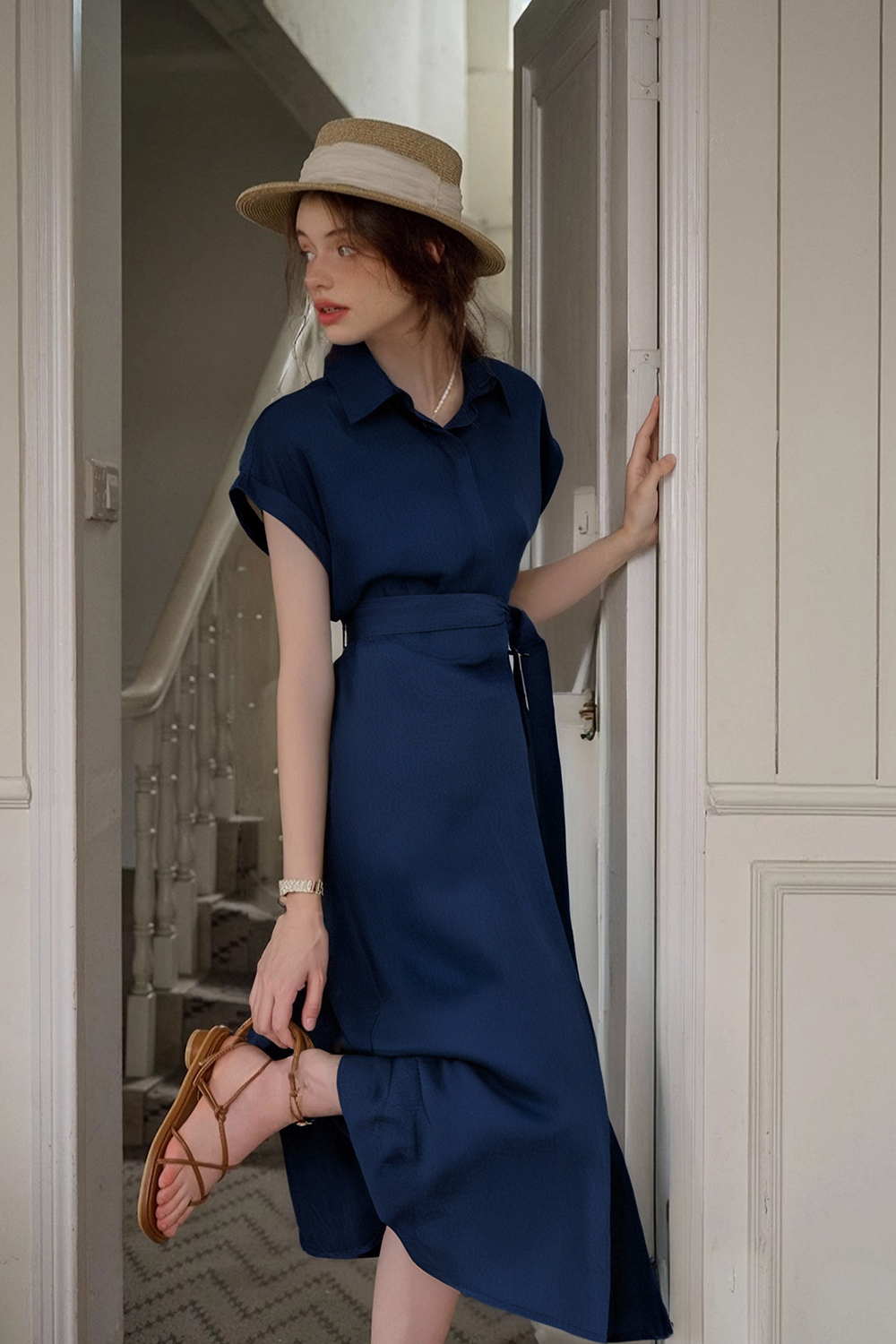 Lapel Shirt Dress