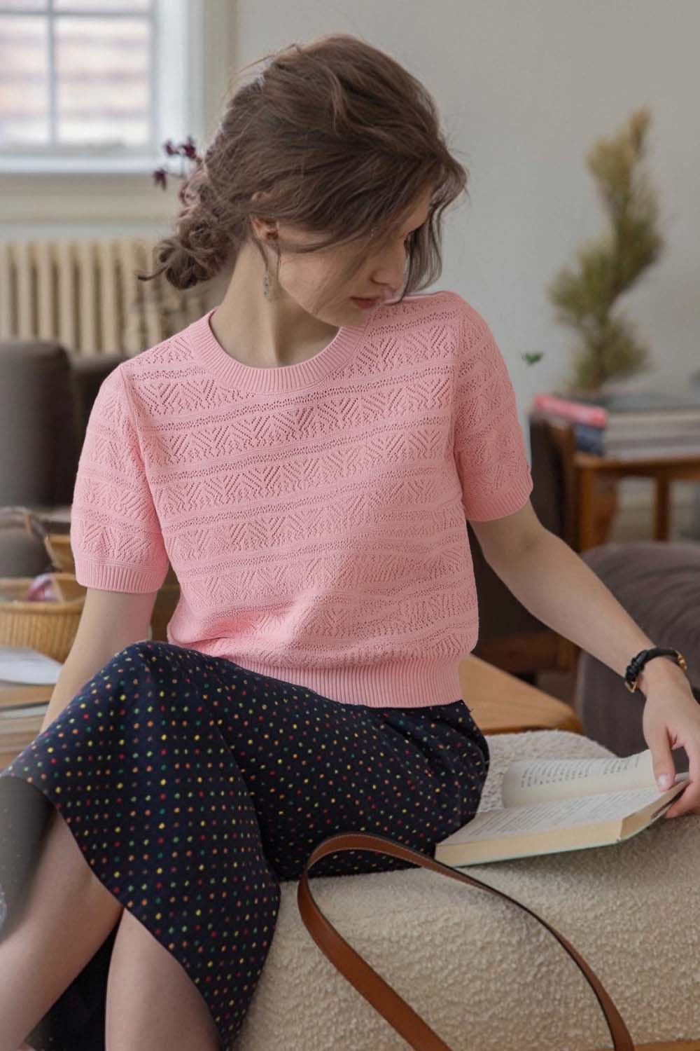 Openwork Striped Sweater