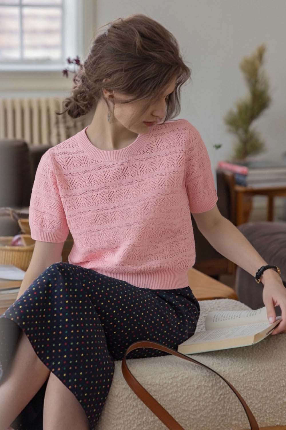 Openwork Striped Sweater