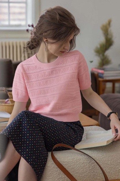 Openwork Striped Sweater