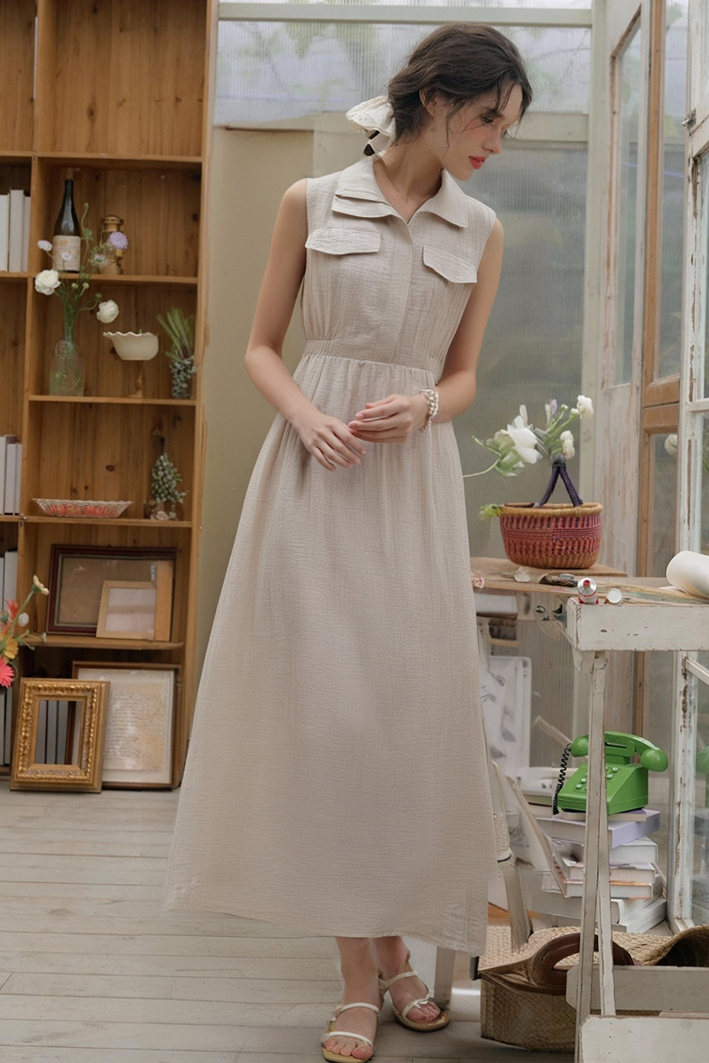 Lapel Shirt A-Line Dress