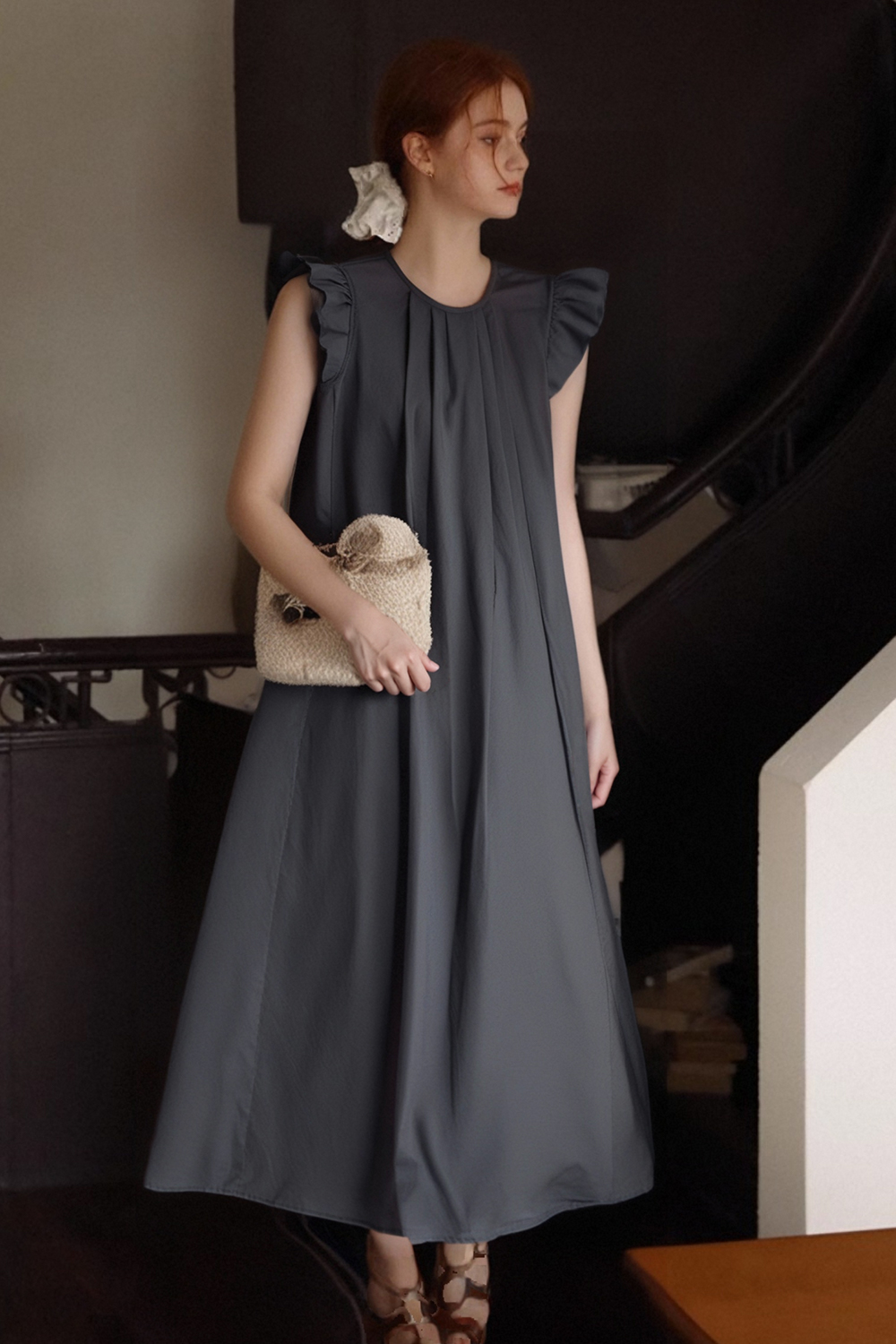 100% Cotton Loose Pleated Dress